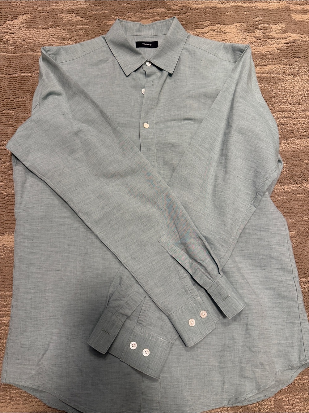 Theory Men's Sage Green Long-Sleeve Dress Shirt